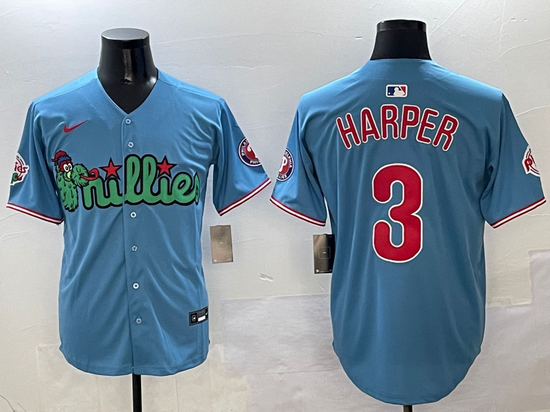 Men's Philadelphia Phillies Bryce Harper #3 Blue Jersey